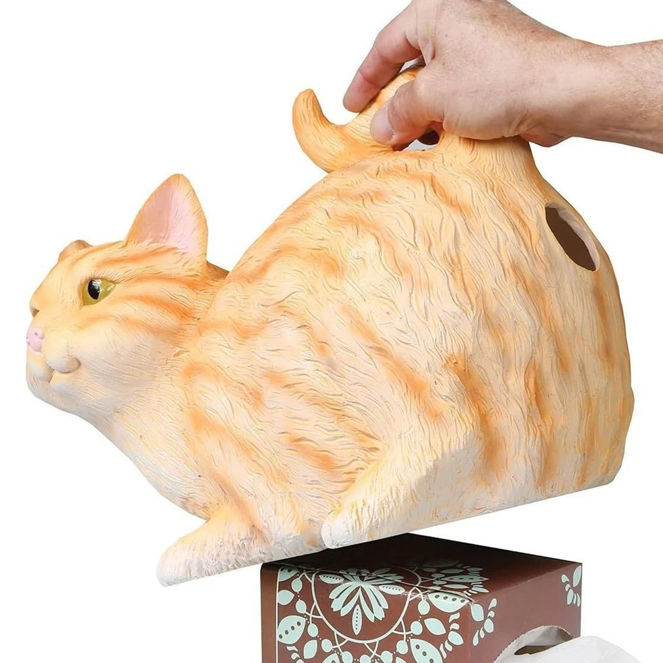Organizador de papel facial de resina con soporte para pañuelos para gatos dispensador caja de pañuelos para glúteos de gato Foto 4 de 4