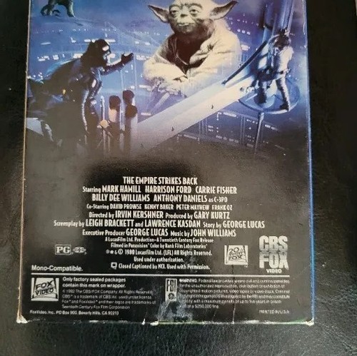 Star Wars: The Empire Strikes Back VHS Theatrical Release 1992 FOX - Picture 5 of 6