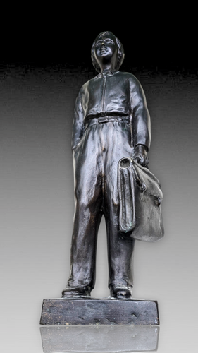 IRÉNÉE ROCHARD UNIQUE BRONZE REPRESENTANT SON FILS ECOLIER ART DECO 1940 HT.45CM - Picture 8 of 9