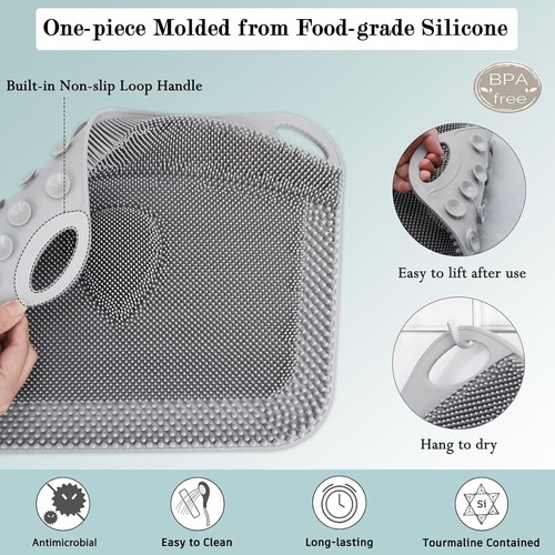 Large Silicone Foot Scrubber Mat - Shower Foot Cleaner Brush to Clean, Exfoli... - Picture 8 of 13