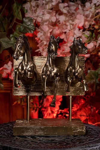 Polyresin Jaguar Pferde auf Ständer Figur Prunkstück für Wohndeko Packung mit 1 Stück - Bild 2 von 5