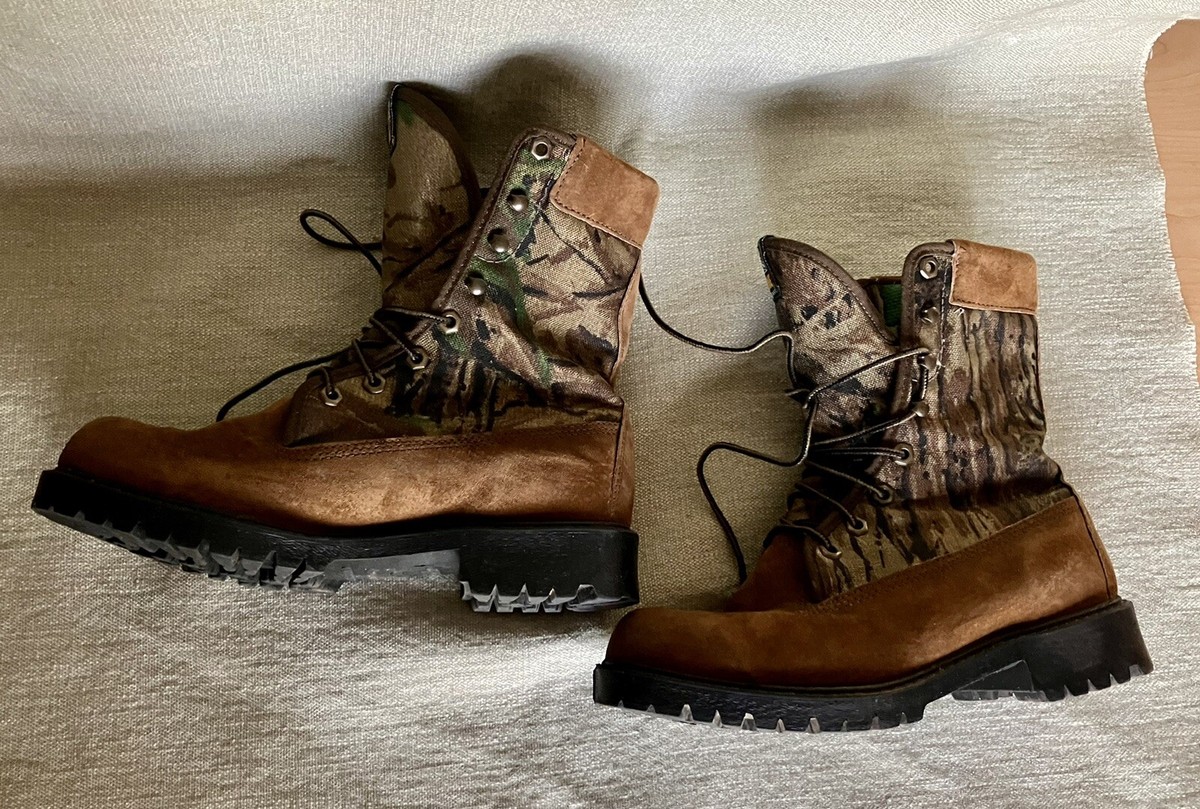 Sz 7 Wolverine Boots Thinsulate Real Tree Camo Camouflage 