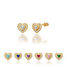 14kt Solid Gold Kids Heart Screwback Stud Earrings