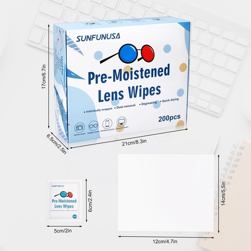 200 Count Lens Cleaning Wipes-Pre-Moistened Individually Wrapped Eyeglass Wip... - Picture 2 of 7