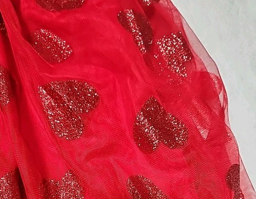 Cat & Jack Mädchen Glitzer Herz Tüll Valentinstag langer Rock Größe Large 10/12 Kinder - Bild 3 von 8