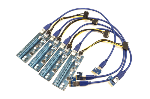 Pack de 4 | Adaptateur carte câble élévateur PCIe dédié à l'exploitation minière Ver006C 1X vers 16X Ext...