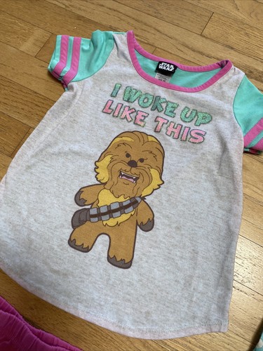 Star Wars girls pajamas 3 piece set I Woke Up Like This XS 5T Chewbacca - Picture 2 of 8
