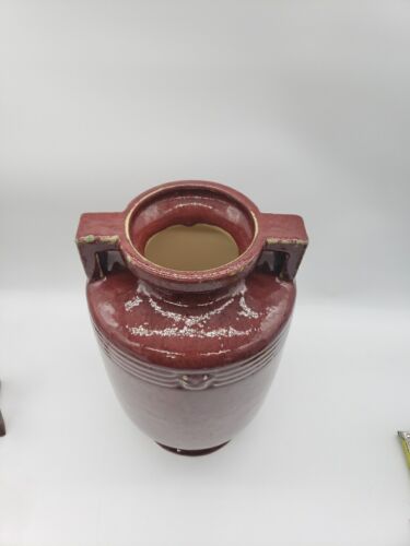 Global Views Two-Handle Large Red Clay Pottery Vase 13½" Tall - Picture 2 of 8