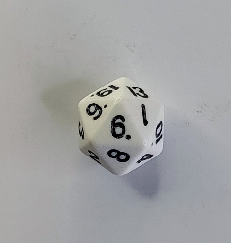 Vintage 1990s The Armory d20 RPG Die Opaque White/Black Taiwan Mould - Picture 2 of 2
