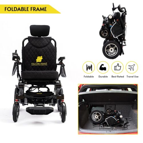 FOLD AND TRAVEL Manuel Inclinaison Télécommande Électrique Fauteuil - Noir - Picture 3 of 7