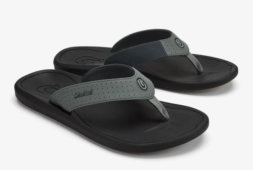 OluKai Ki’i Beach Sandals Flip Flops Mens 11 Lightweight Water Friendly Grey
