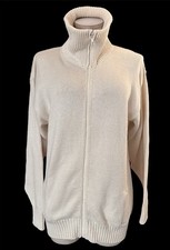 Vtg L Large Lion Crafters Off White Full Zip Collared Sweater Made In USA 80’s