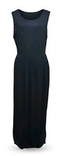 Bar III Elastic Waist Black Maxi Plus Size 2X Sleeveless Rayon Round Neck Dress