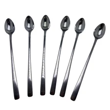 Stainless Steel Set of 6 Iced Tea Spoons 8-3/8" Long