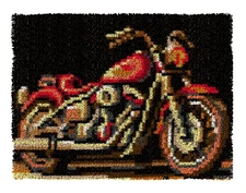 Latch Hook Kits for Adults Kids,Harley Motorcycle Pattern Color Printed Canva...