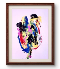 Aleph Original Art z4 14x11 Modern Abstract Face Expressionism Acrylic Paper