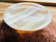 NATURAL ALABASTER 6" Diameter Stone Plate Egypt GORGEOUS 5/8" Tall Cleansing