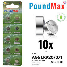 10 x AG6 Button Batteries 1.5V ? LR921 / SR920 ? Ideal for Watches, Toys, Clocks