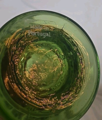 Anthropologie Helianthus Green Glass Water Goblet Floral Made in Portugal - Picture 6 of 9