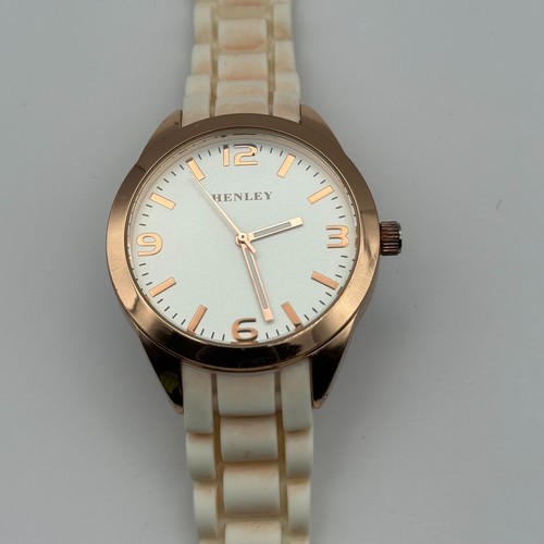 Henley Ladies Quartz Watch White Dial Rose Gold Tone Case Japan Working 40mm - Picture 8 of 18