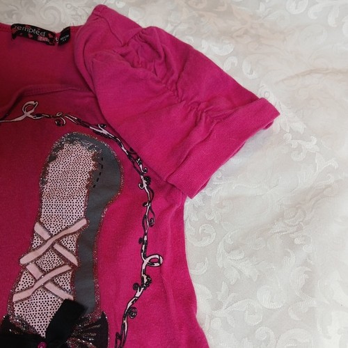 Tempted Girls Fancy Hot Pink Glitter Rhinestone Ballet Top Ruffle Hem Size M - Picture 5 of 7