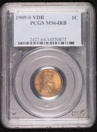 1909 S Small Cents Lincoln, Wheat Ears Reverse PCGS MS-64 RB VDB
