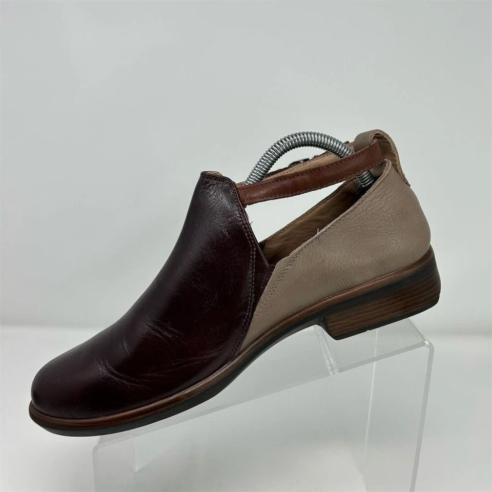 Botas de tornozelo femininas Kamsin couro marrom vermelho e pedra cinza tamanho 11 (UE 42) NAOT - Imagem 3 de 4