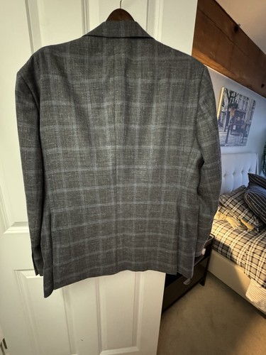 Joseph Abboud Men’s Grey Check Blazer Size 46R - Wool, Silk And Linen Men’s Whs - Picture 2 of 11