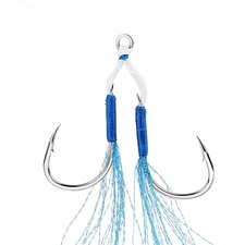 10Pcs Double Fishing Assist Hook High Strength Heavy Duty Jig Head for Saltwater