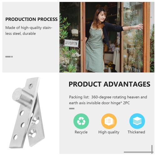 2 Pcs Revolving Door Hinge Hidden Pivot Stainless Degree Rotation - Picture 3 of 12