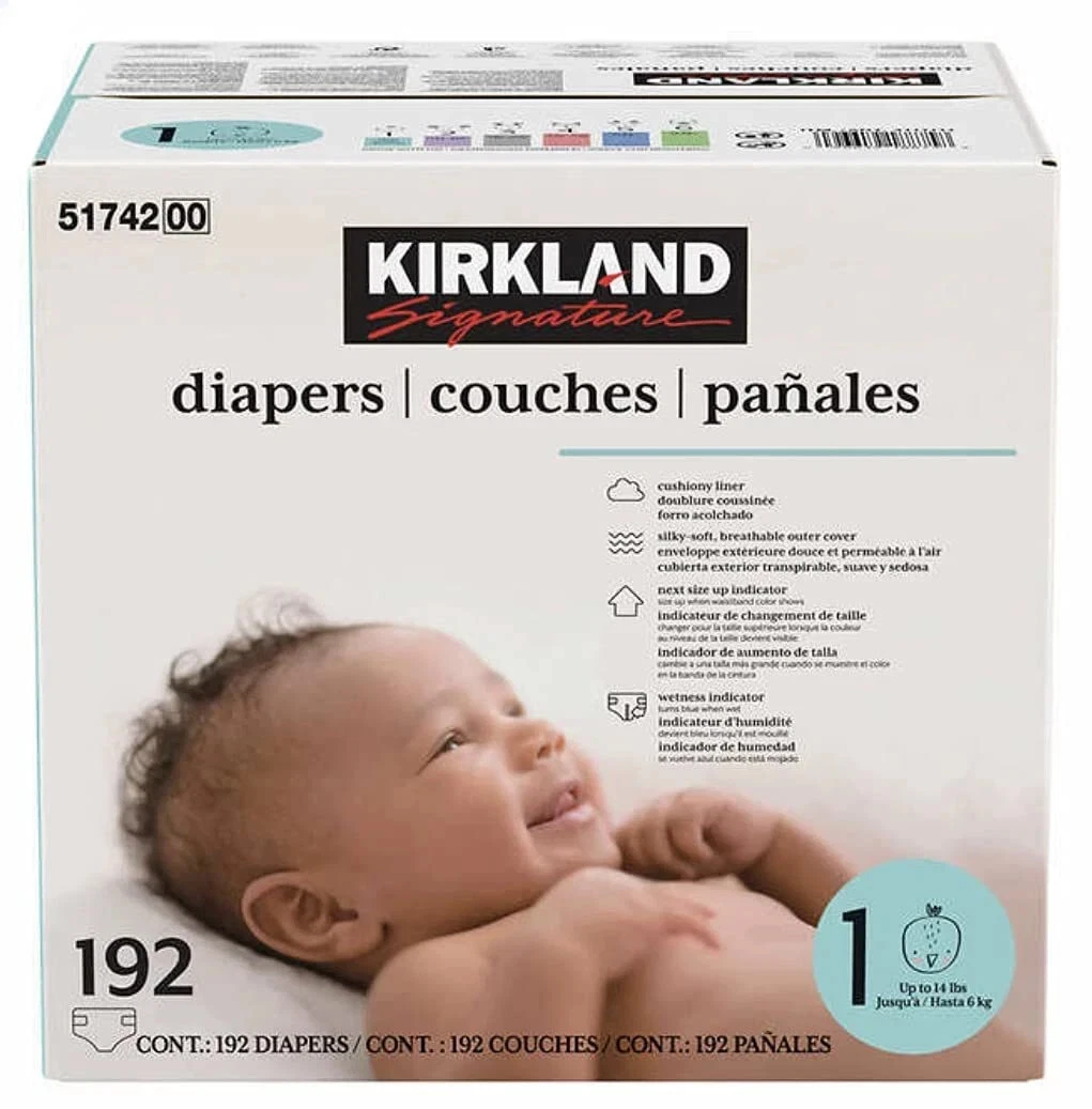 Kirkland Signature Diapers Size 1; Quantity: 192 Blue