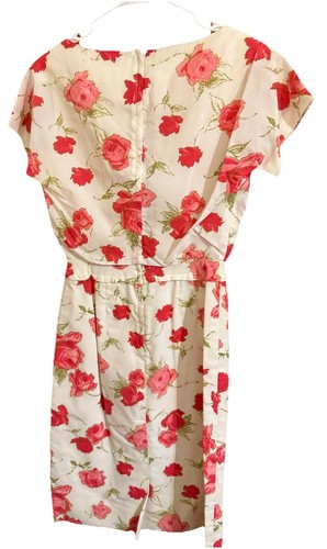 1960s Vintage Leslie Fay Floral Red Roses Dress - Afbeelding 4 van 5
