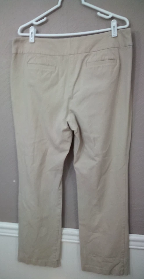 Laura Ashley Womens Pants Size 14 Cotton Blend High Waist  Straight Leg Khaki - Image 2 of 4