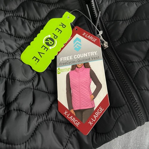 Free Country Black Quilted Full Zip Stand Collar Lightweight Puffer Vest XL NWT - Picture 11 of 16