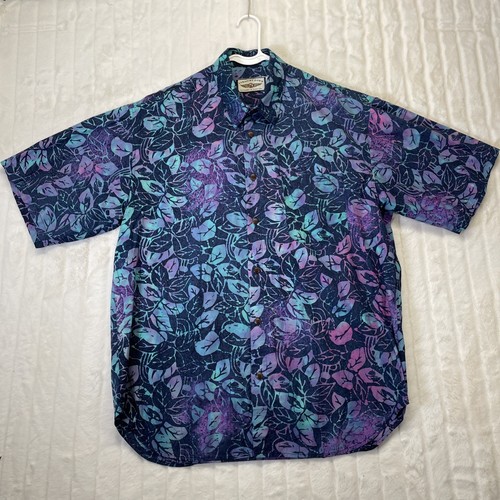 Vintage 80’s 90’s Straight Down men’s button down shirt Hawaiian Floral Print L - 第 2/6 張圖片