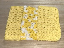 HANDMADE SET OF 3 CROCHET COTTON DISH CLOTHS OR WASH CLOTHS 8.5x8.5 INCHES NEW 