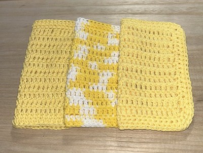 HANDMADE SET OF 3 CROCHET COTTON DISH CLOTHS OR WASH CLOTHS 8.5x8.5 INCHES *NEW*
