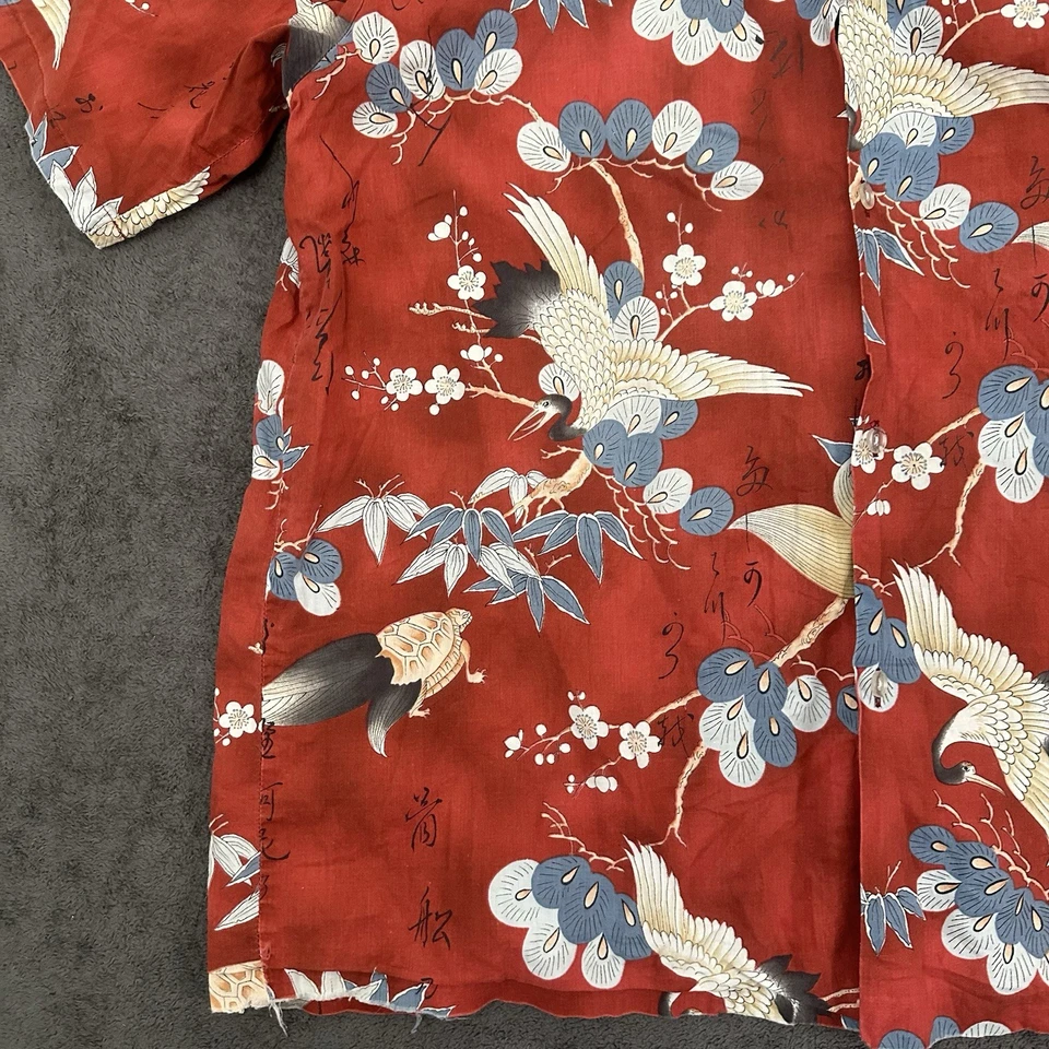 Camisa hawaiana vintage rara para hombre con grúa y patrón floral talla XL japonesa Foto 3 de 4