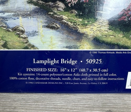 Thomas Kinkade Kit 50925 LAMPLIGHT BRIDGE Embellished Cross Stitch Sealed - Picture 3 of 4