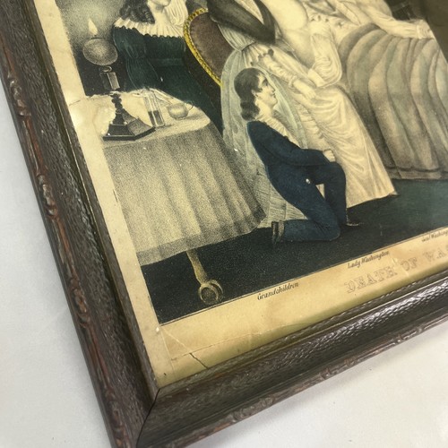 Litografía enmarcada de la muerte de George Washington impresión antigua del siglo XIX - Imagen 5 de 14