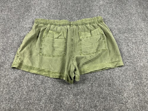 Aerie Womens Large Lyocell Shorts Loose Fit Green Tie Elastic Waist Utility - Picture 5 of 5