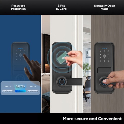 Smart Door Lock Fingerprint APP Password Card Key Keypad Electronic Door Lock - Picture 11 of 13