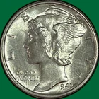 1943 Mercury Dime Brilliant Uncirculated BU Coin #41733