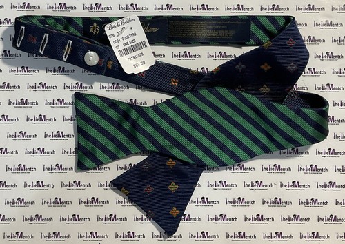 Brooks Brothers 2 Sided Navy & Green Self Tie Adjustable Bow Tie Silk MSRP $65 - Picture 4 of 6