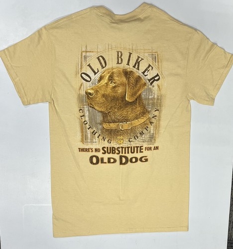 Vintage Old Biker Clothing Co Old Dog T-Shirt Yellow Mens Size S