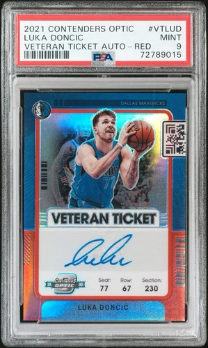 2021 LUKA DONCIC PANINI CONTENDERS OPTIC VETERAN TICKET AUTO-RED /35 POP 7 