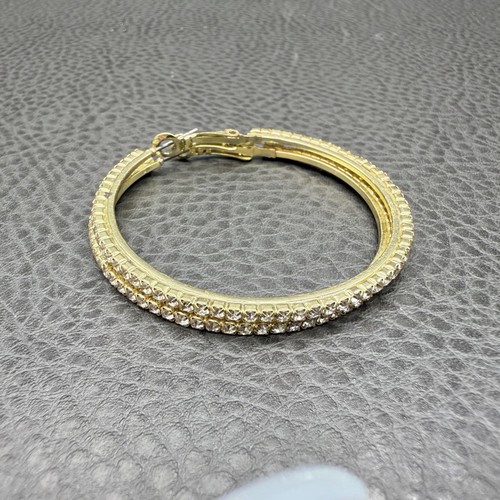 Goldfarbene Creolen Strass Kristall Akzent klassisch groß durchbohrt 2 Zoll - Bild 4 von 7