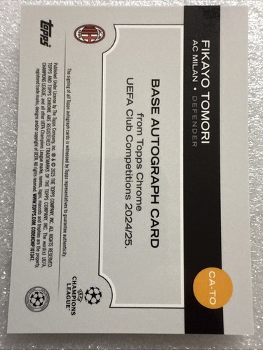 2024-25 Topps Chrome UEFA Fikayo Tomori Aqua Auto /199 - Bild 2 von 2