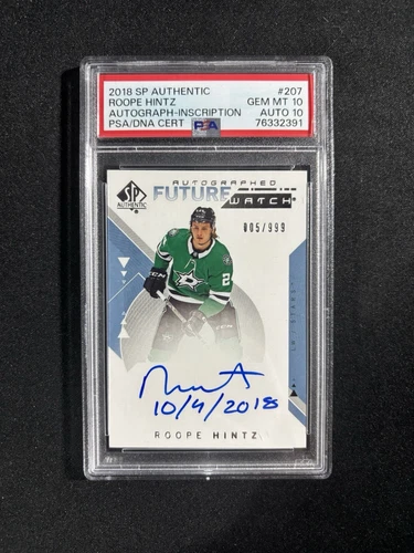 Roope Hintz future watch autographed inscription psa 10 (auto 10)