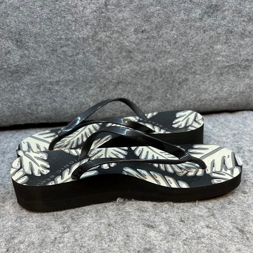 Vionic Beach Platform Flip Flops Comfort Thong Sandals Black Floral Womens 10 - Picture 6 of 8
